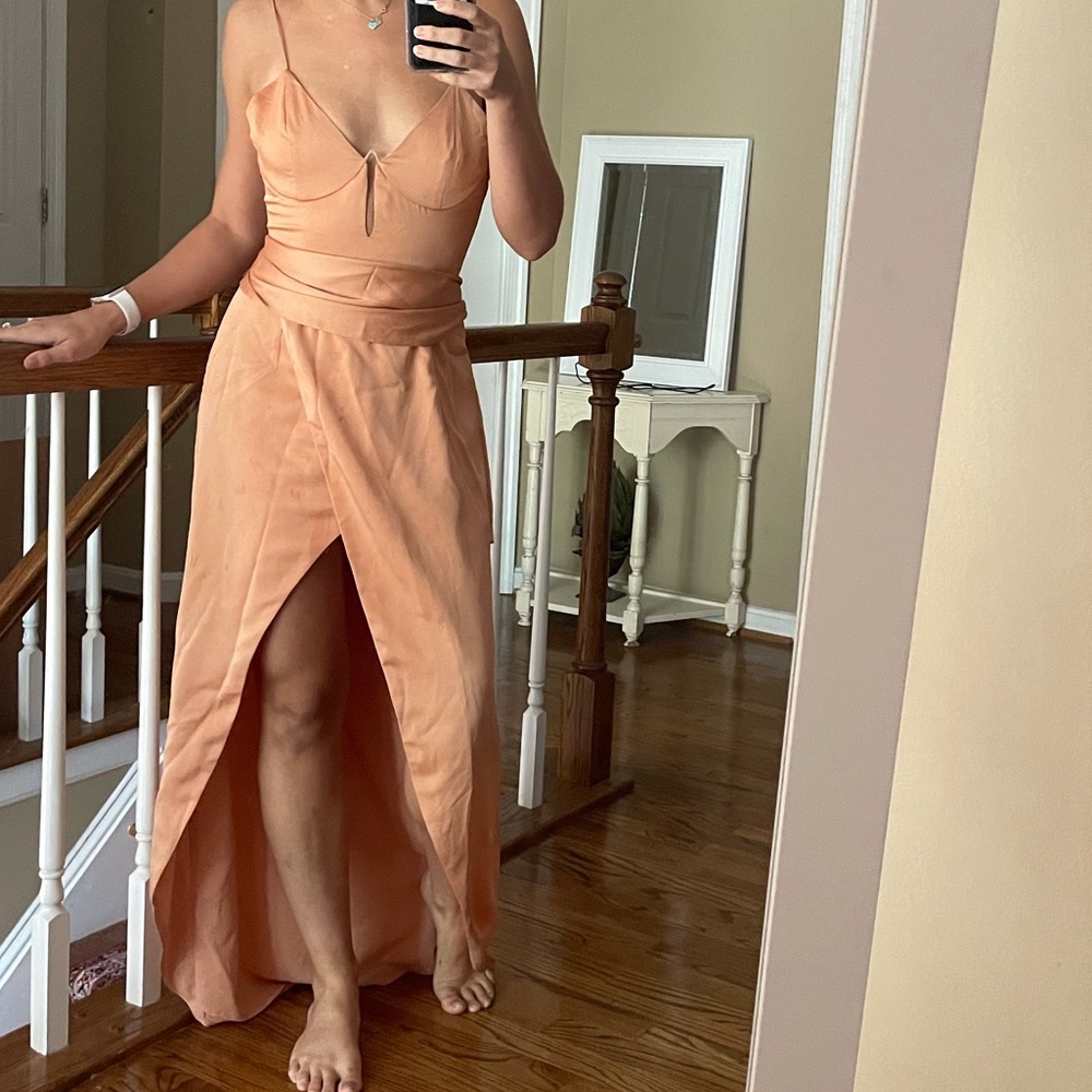 Sabo skirt satin maxi dress with removable tie